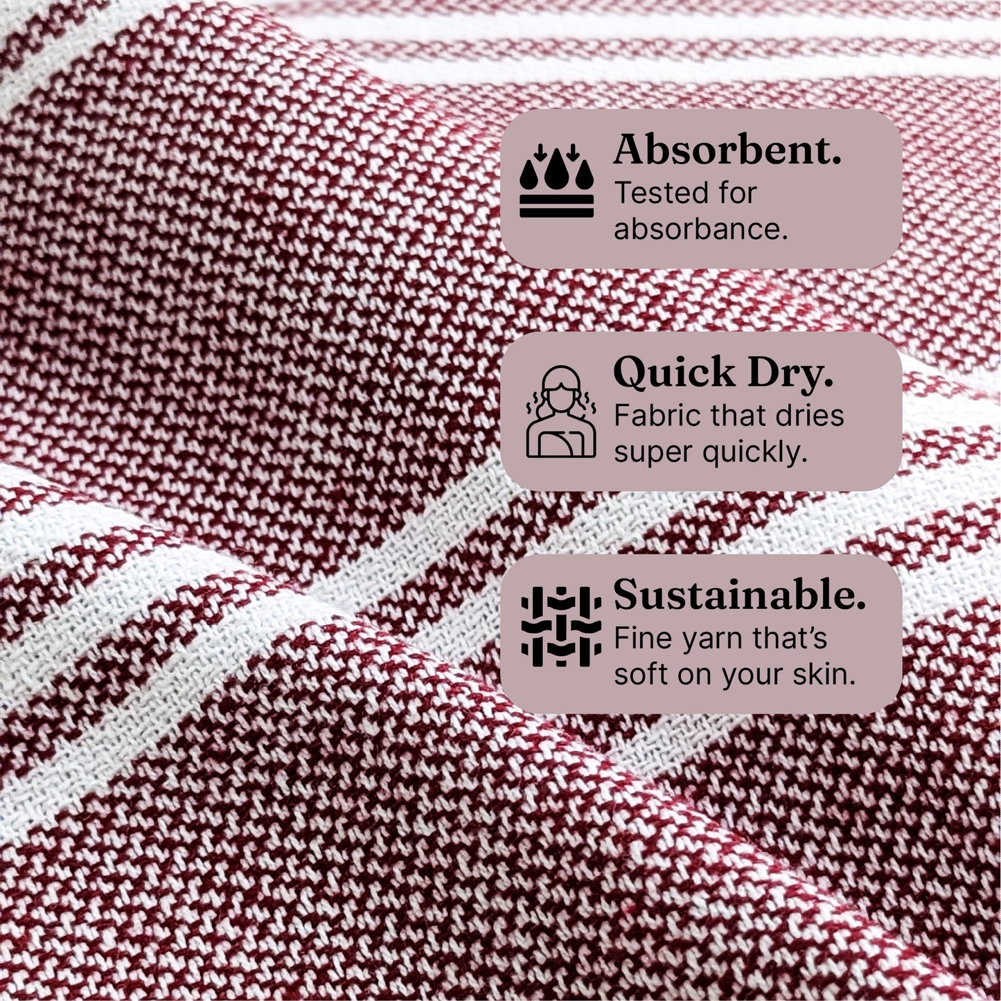 TRULY XL Bath & Hand Towel Set, Earthy Crimson & Serene Beige (Pack of 4+2)