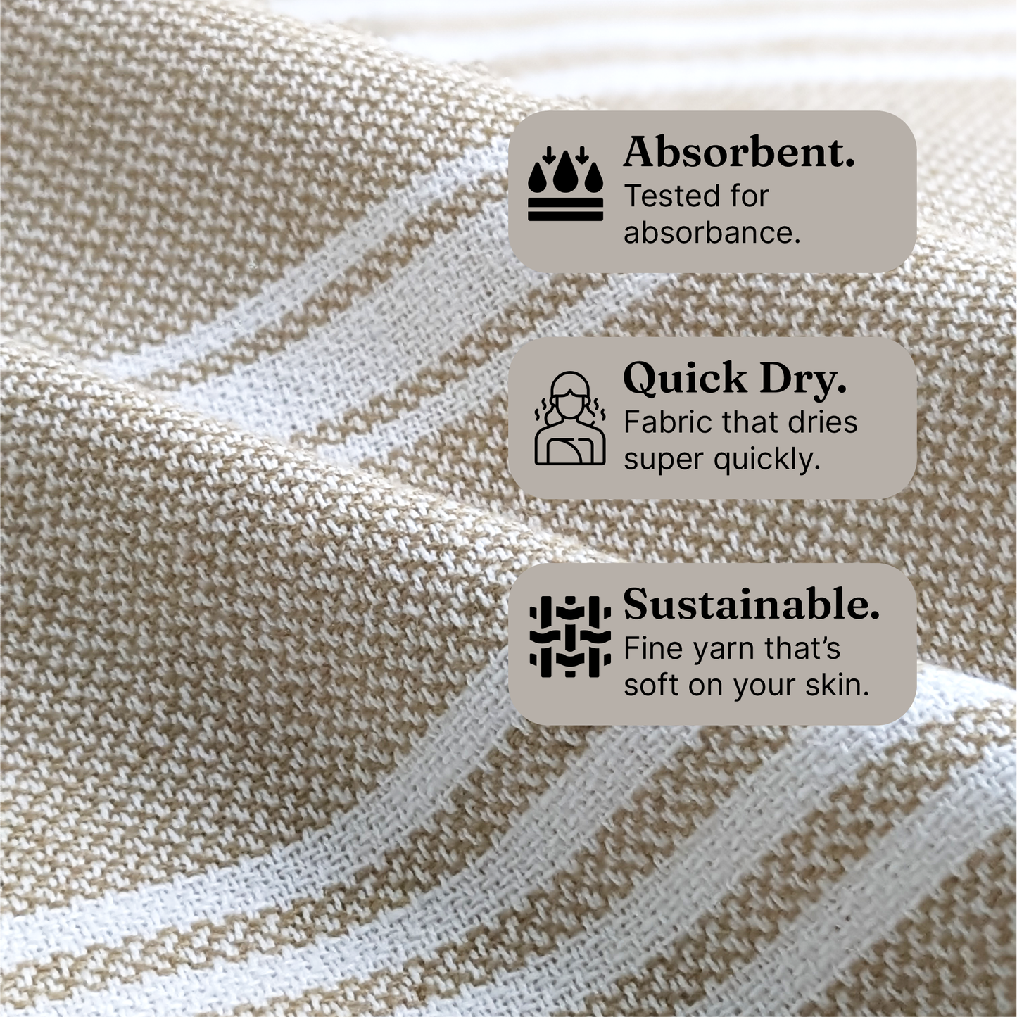 TRULY XL Bath & Hand Towel Set, Serene Beige & Slate Grey (Pack of 4+2)