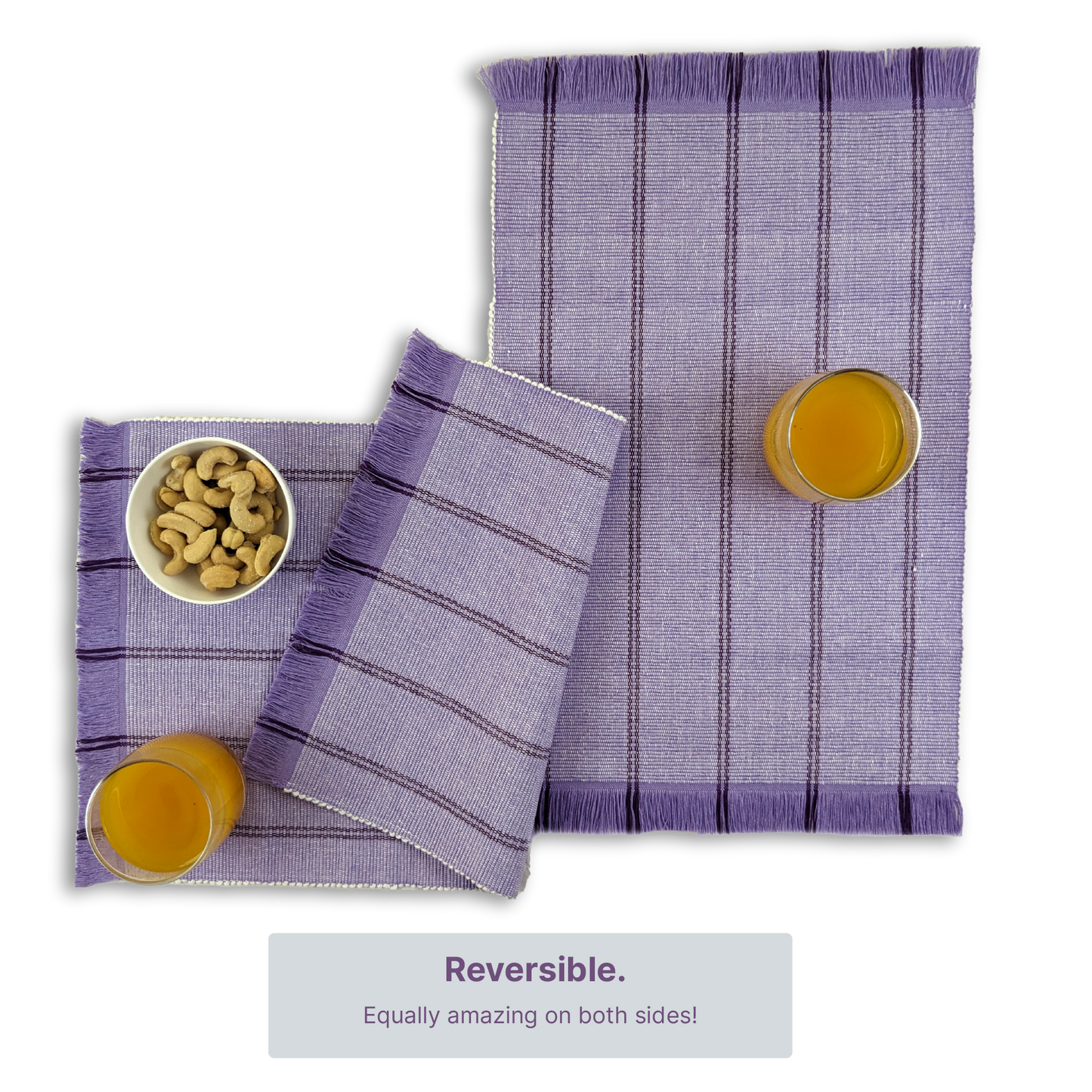 TABLESCAPE Dining PlaceMats, Lavender & Violet Stripe, (Set of 4)