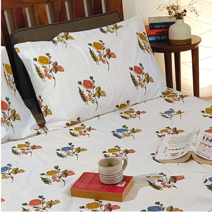 Koyna, Cotton Bedsheet – Orange Rose – 100% Cotton King Size (100 x 104 inches, 1.3kg)