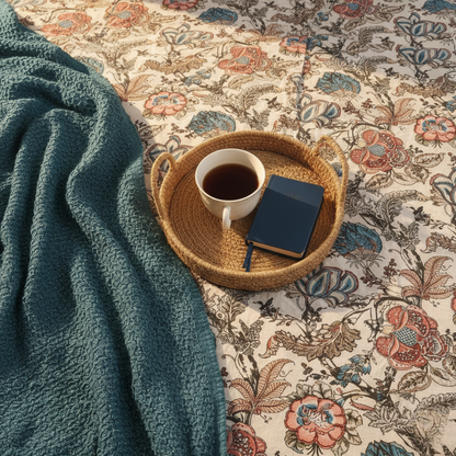 Lal Bagh, Cotton Bedsheet - Beige, 100% Cotton King Size (100 x 104, 1.3kg)