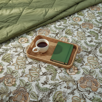 Lal Bagh, Cotton Bedsheet – Olive Green – 100% Cotton King Size (100 x 104 inches, 1.3kg)