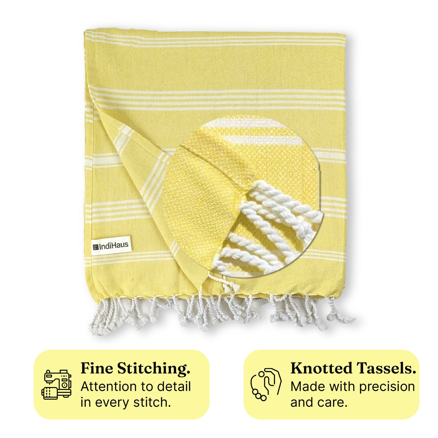 TRULY XL Bath & Hand Towel Set, IndiHaus Blue & Sunshine Yellow (Pack of 4+2)