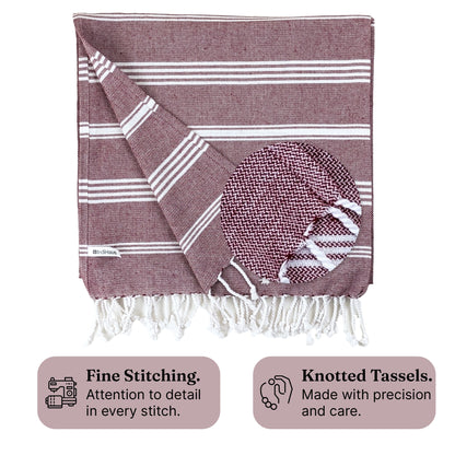 TRULY XL Bath & Hand Towel Set, Earthy Crimson & Serene Beige (Pack of 4+2)
