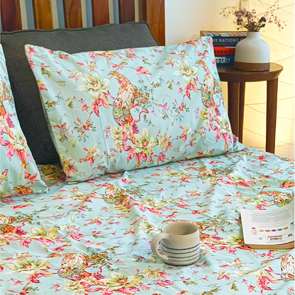 Neora, Cotton Bedsheet – Seafoam Green – 100% Cotton King Size (100 x 104 inches, 1.3kg)