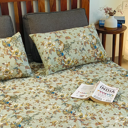 Neora, Cotton Bedsheet – Olive Green – 100% Cotton King Size (100 x 104 inches, 1.3kg)