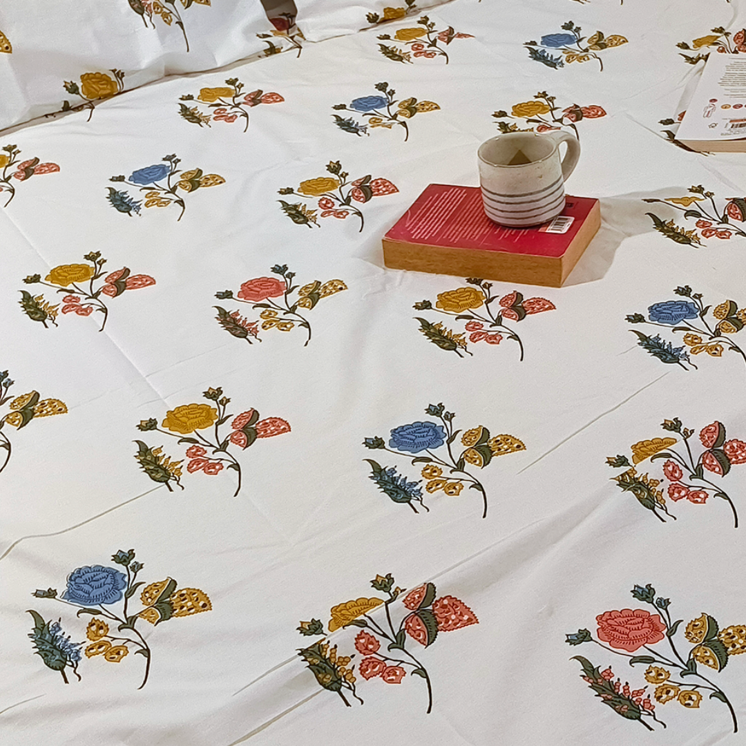 Koyna, Cotton Bedsheet – Orange Rose – 100% Cotton King Size (100 x 104 inches, 1.3kg)