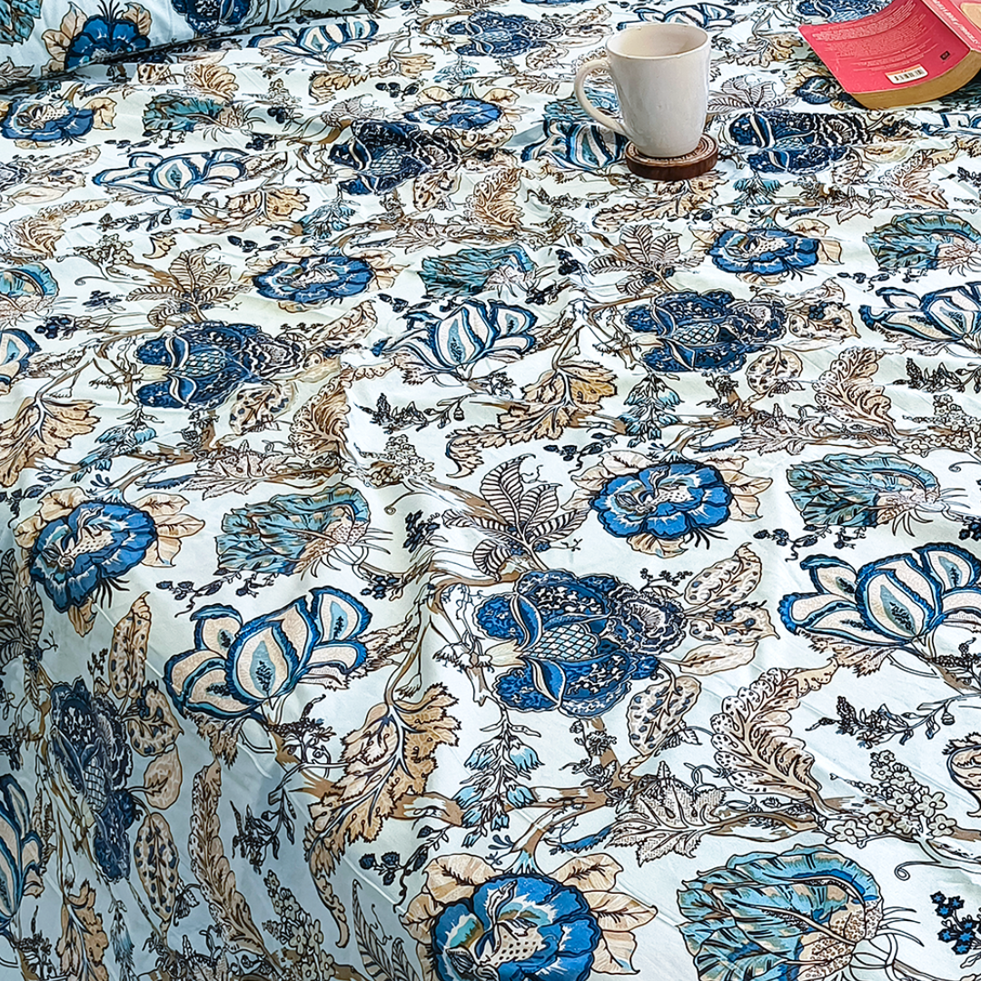 Lal Bagh, Cotton Bedsheet – Blue – 100% Cotton King Size (100 x 104 inches, 1.3kg)