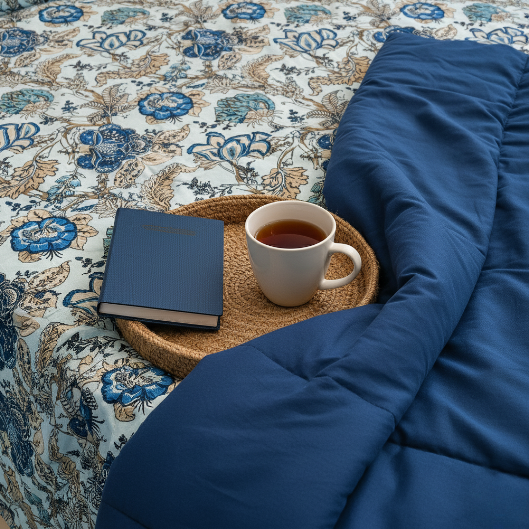 Lal Bagh, Cotton Bedsheet – Blue – 100% Cotton King Size (100 x 104 inches, 1.3kg)