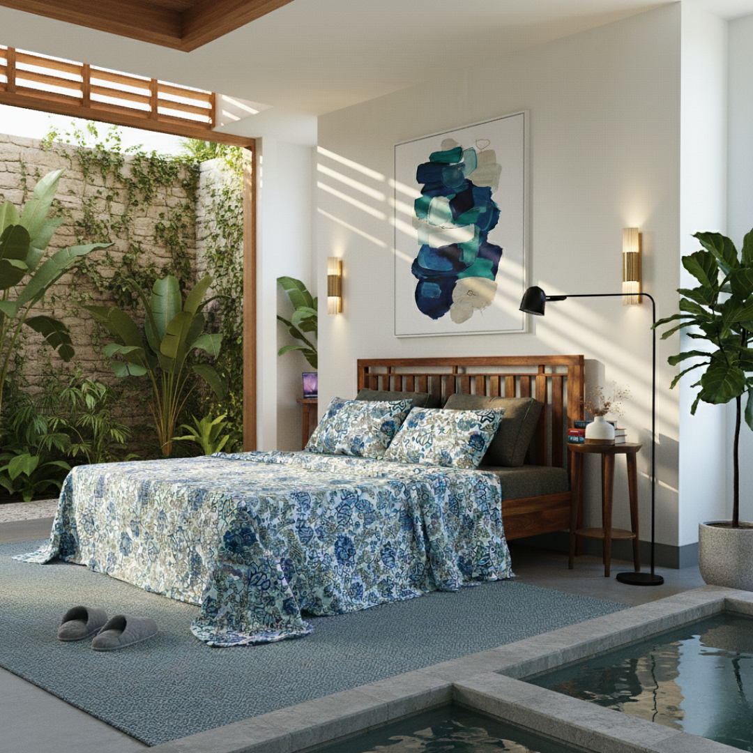 Lal Bagh, Cotton Bedsheet – Blue – 100% Cotton King Size (100 x 104 inches, 1.3kg)