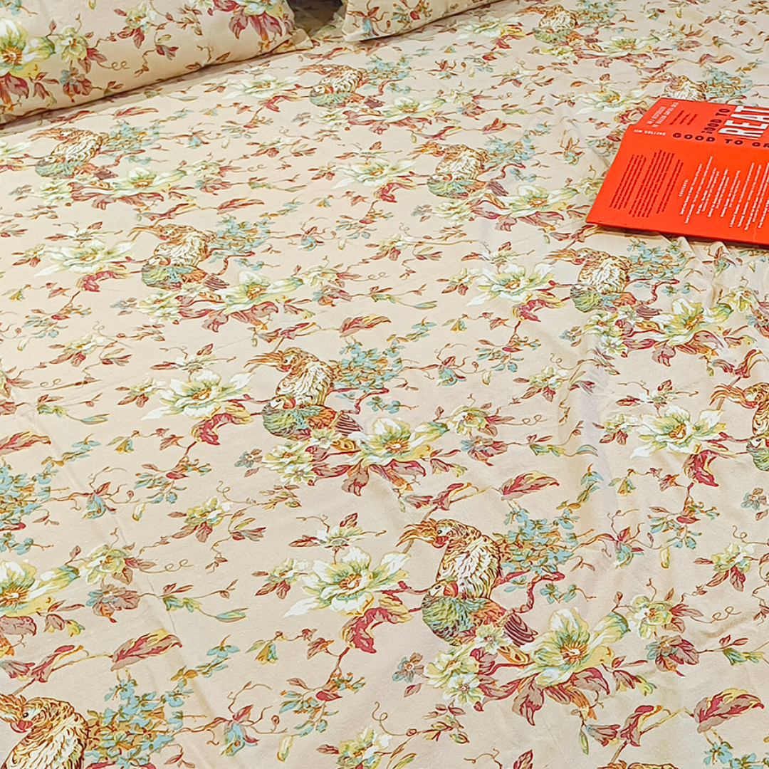 Neora, Cotton Bedsheet – Beige – 100% Cotton King Size (100 x 104 inches, 1.3kg)