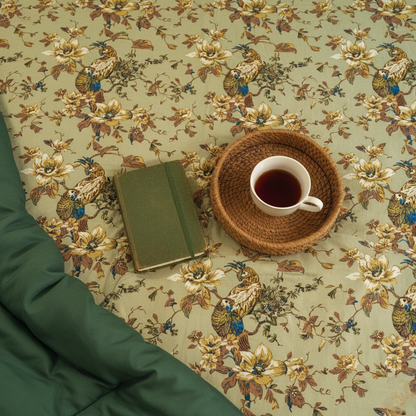 Neora, Cotton Bedsheet – Olive Green – 100% Cotton King Size (100 x 104 inches, 1.3kg)