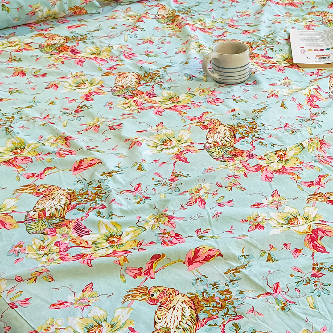 Neora, Cotton Bedsheet – Seafoam Green – 100% Cotton King Size (100 x 104 inches, 1.3kg)