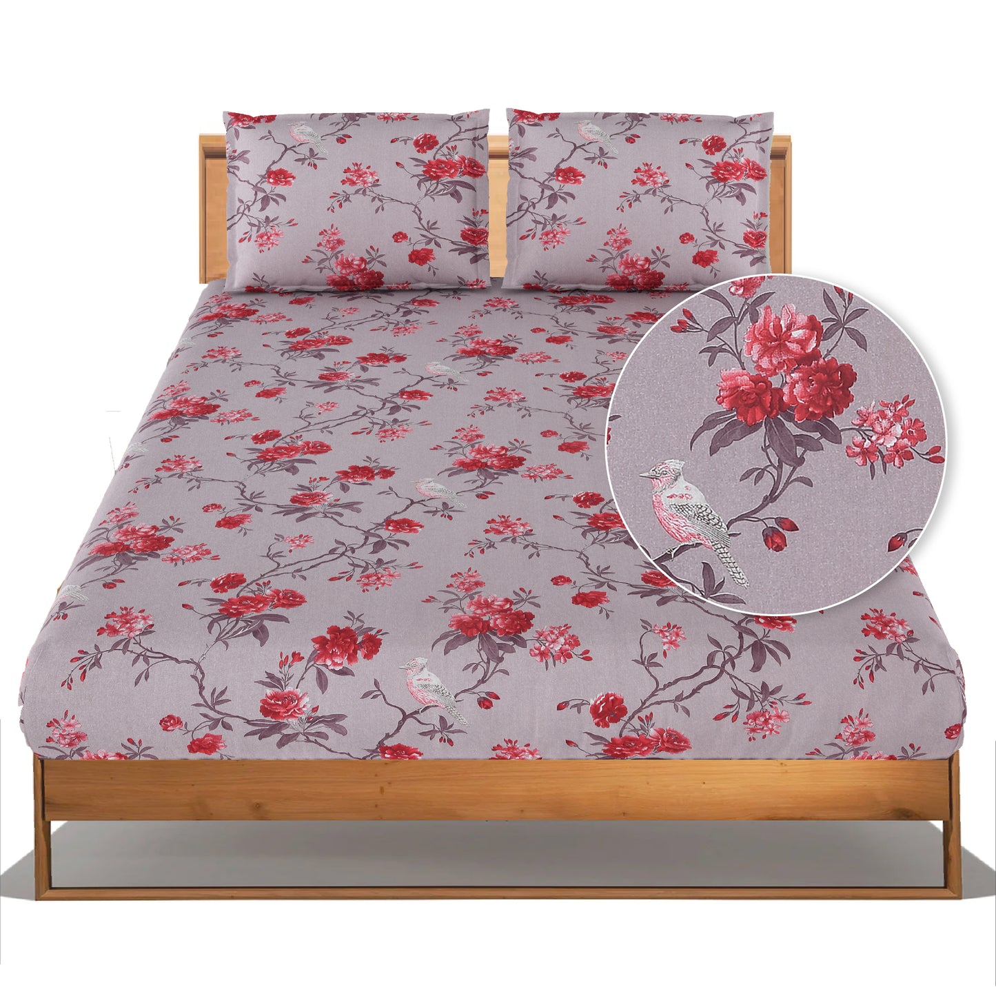 Sparrowbiscus Lavender & Red King Bedsheet