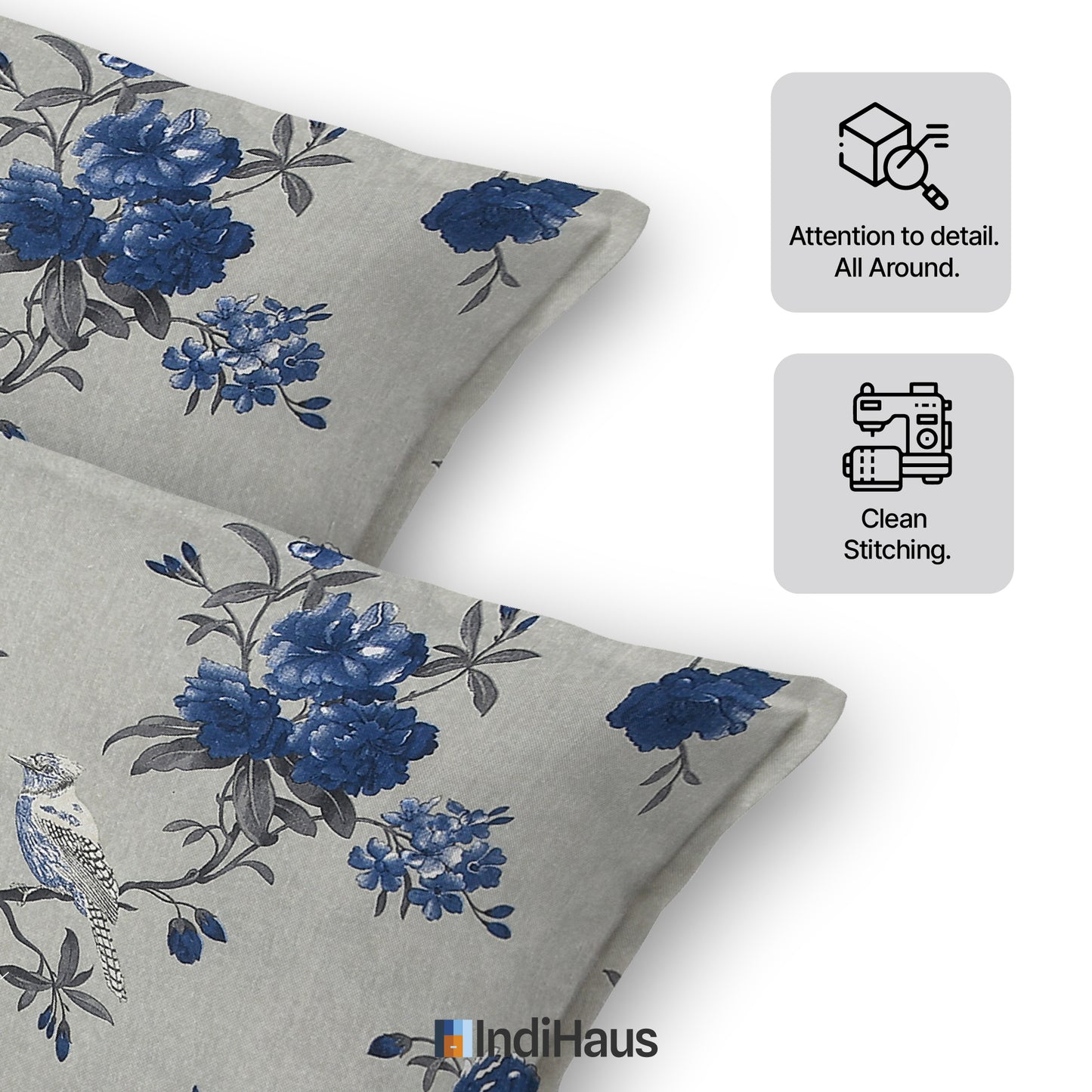 Sparrowbiscus Grey & Blue King Bedsheet